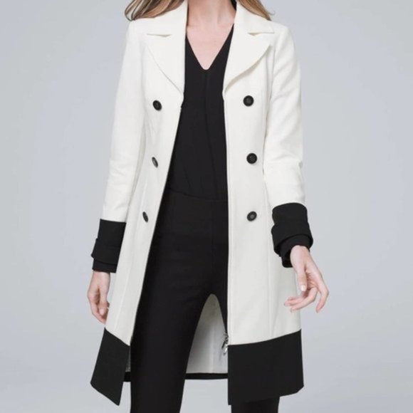 White House Black Market Jackets & Blazers - NWOT White House Black Market White & Black Trench Coat